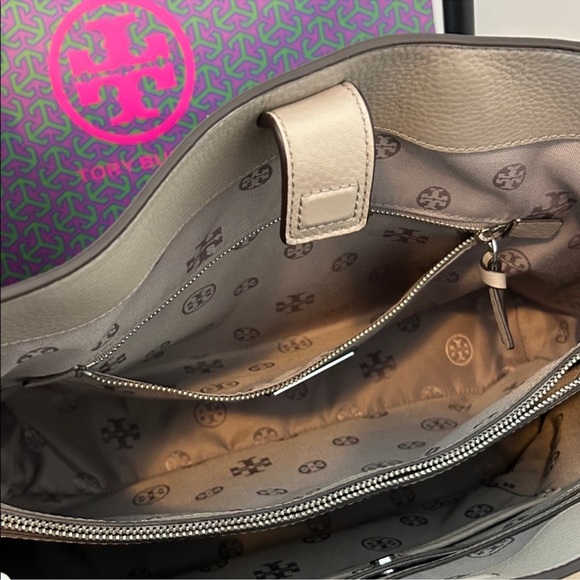 Tory Burch Taupe Perforated Shoulder Bag - Picture 14 of 14